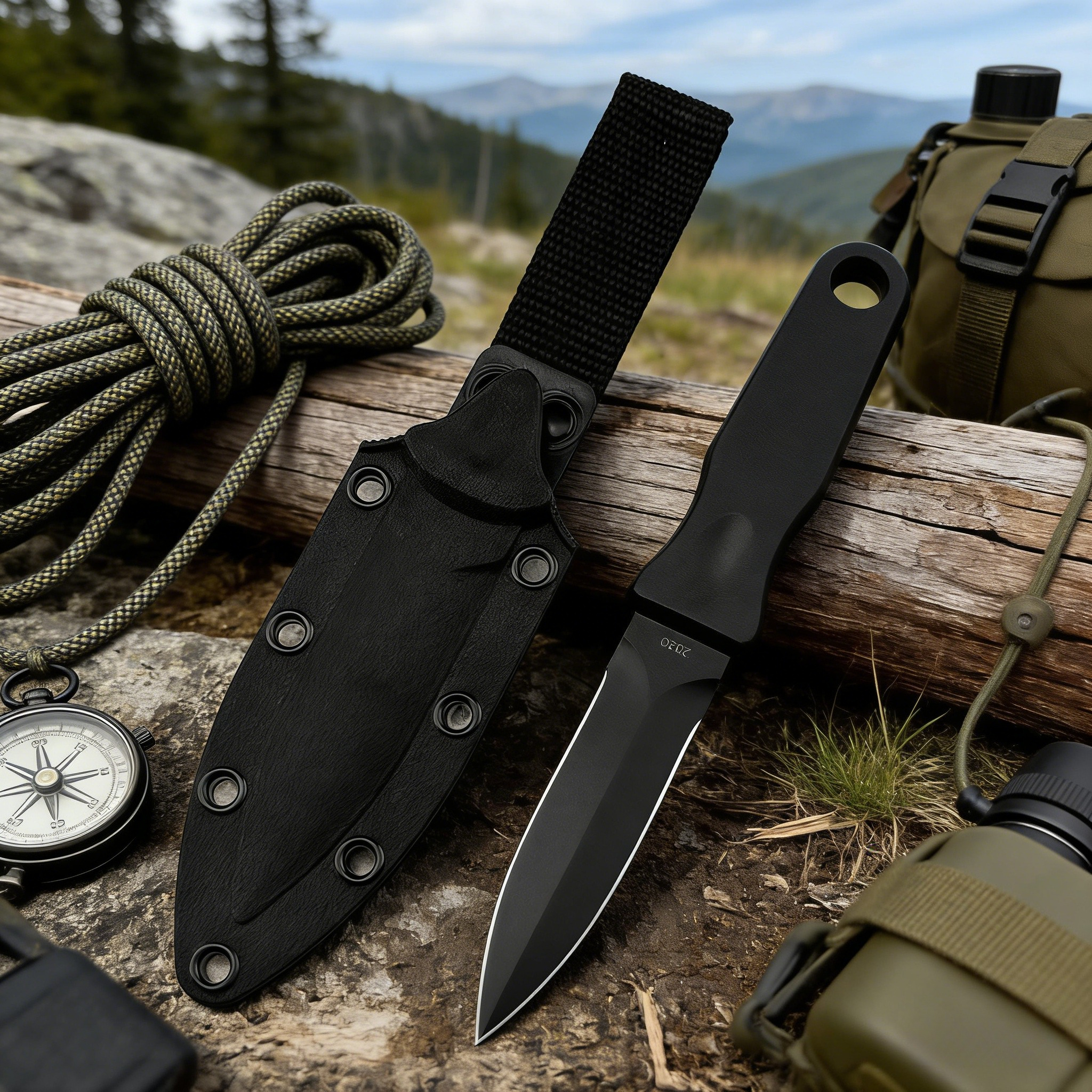 Edc Everyday Carry Gear - Multi-Function Fixed Blade Knife 8Cr13MoV Steel